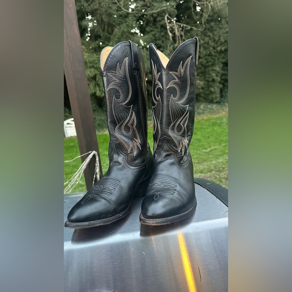 Other - Black Leather Sz 10 EW Western Cowboy Boots - Men